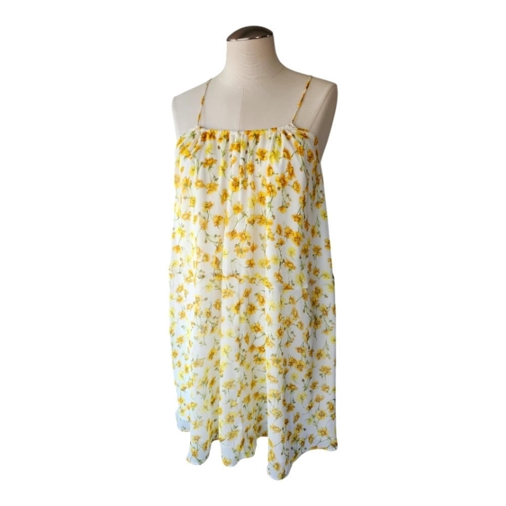 Mango Suit Collection Floral Mini Dress Size M Yellow Cottagecore